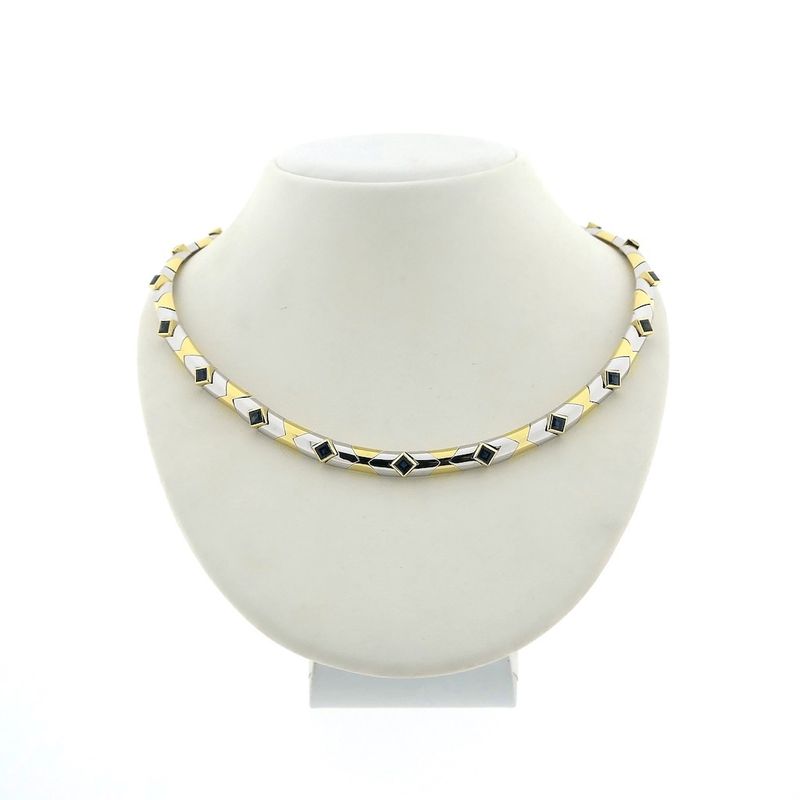 Image 1 of Two-tone gold fantasy necklace with sapphire