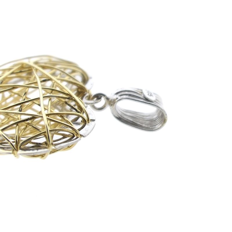 Image 6 of Two-tone gold pendant of a heart with gold threads