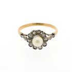 Image 6 of Bicolor Gold Ring with Cultured Pearl and Diamond; approx. 0.10 ct.