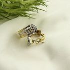 Image 9 of Tricolor gold stud earrings with diamond; 0.04 ct.