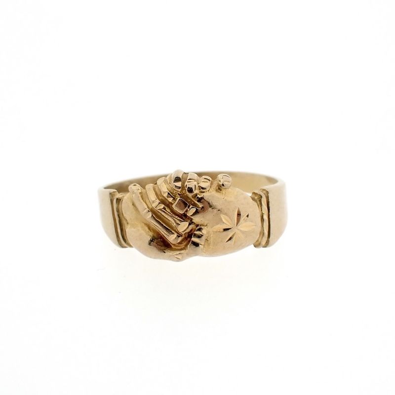Image 3 of 18 carat gold ring with two holding hands