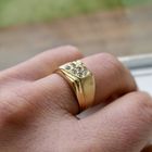 Image 11 of Gold men's signet ring with zirconia