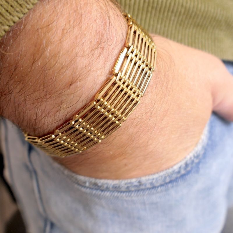 Image 3 of Gold wide link bracelet | 20 cm