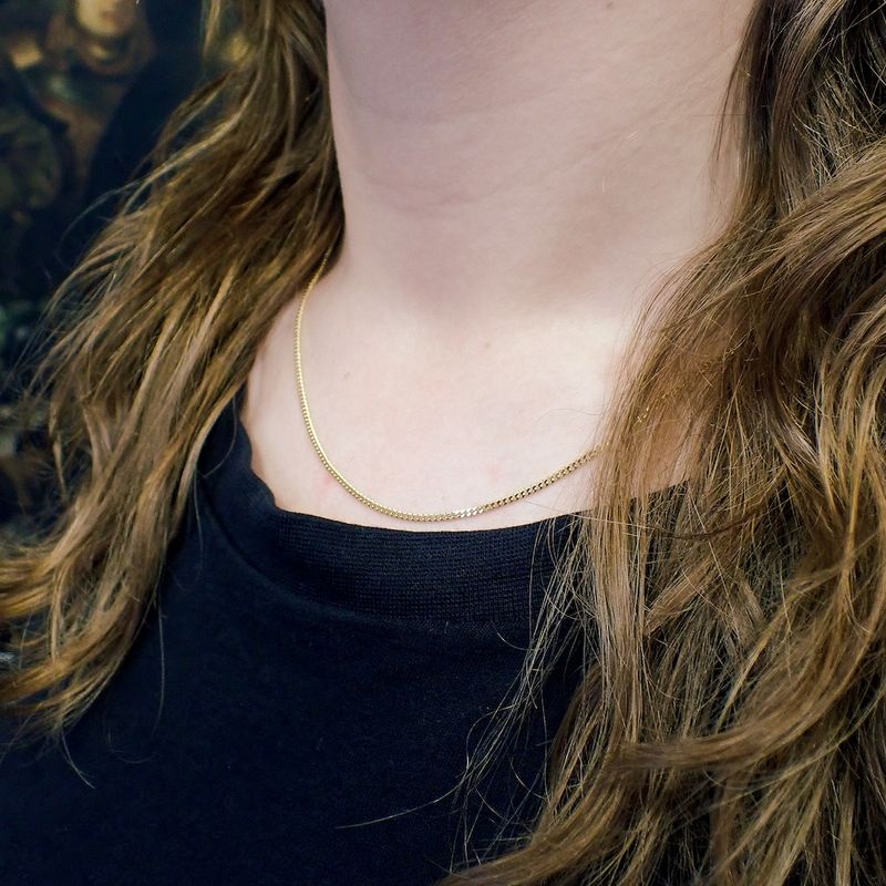 Image 4 of Gold thin gourmet link necklace | 46 cm