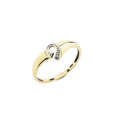 Image 1 of Golden ring with diamond; 0.005 ct.