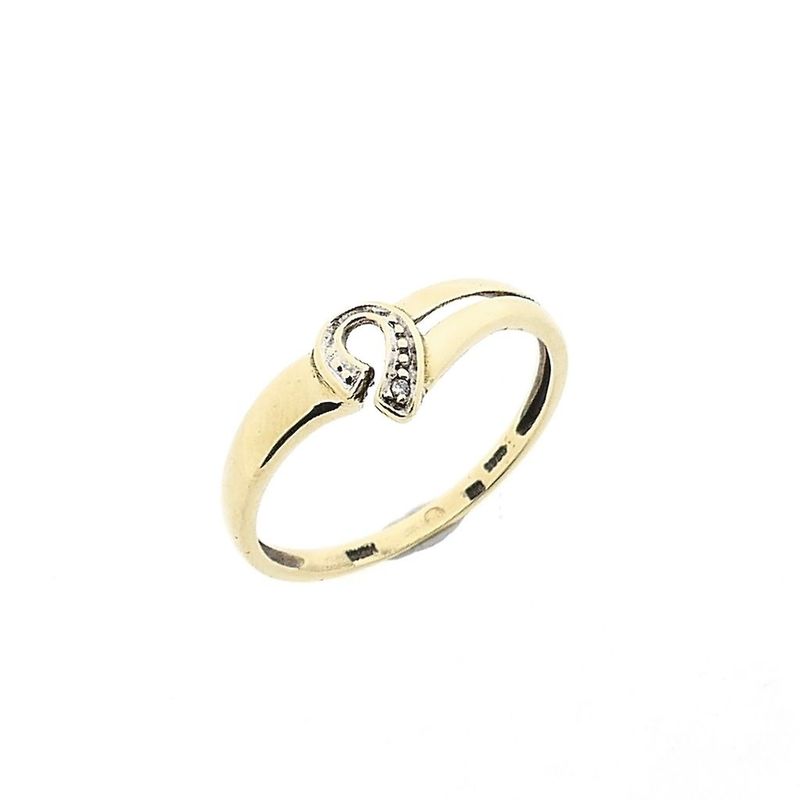 Image 1 of Golden ring with diamond; 0.005 ct.