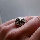 Image 7 of Gold and Silver Ring with Rose Cut Diamonds; approx. 0.65 ct.