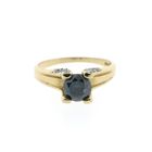 Image 3 of Gold solitaire ring with blue and white diamond | 1.0 ct.