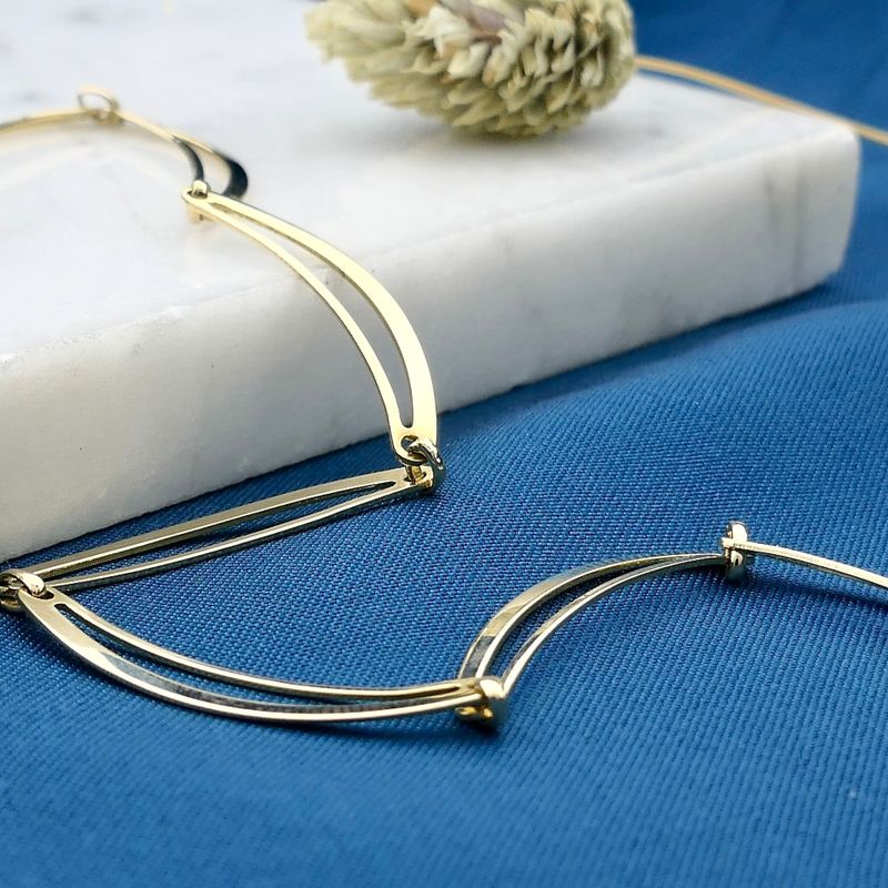 Image 2 of Tricolor gold navy link necklace | 51 cm