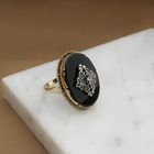 Image 7 of Antique Victorian gold and silver ring with onyx and diamond 0.04 ct.