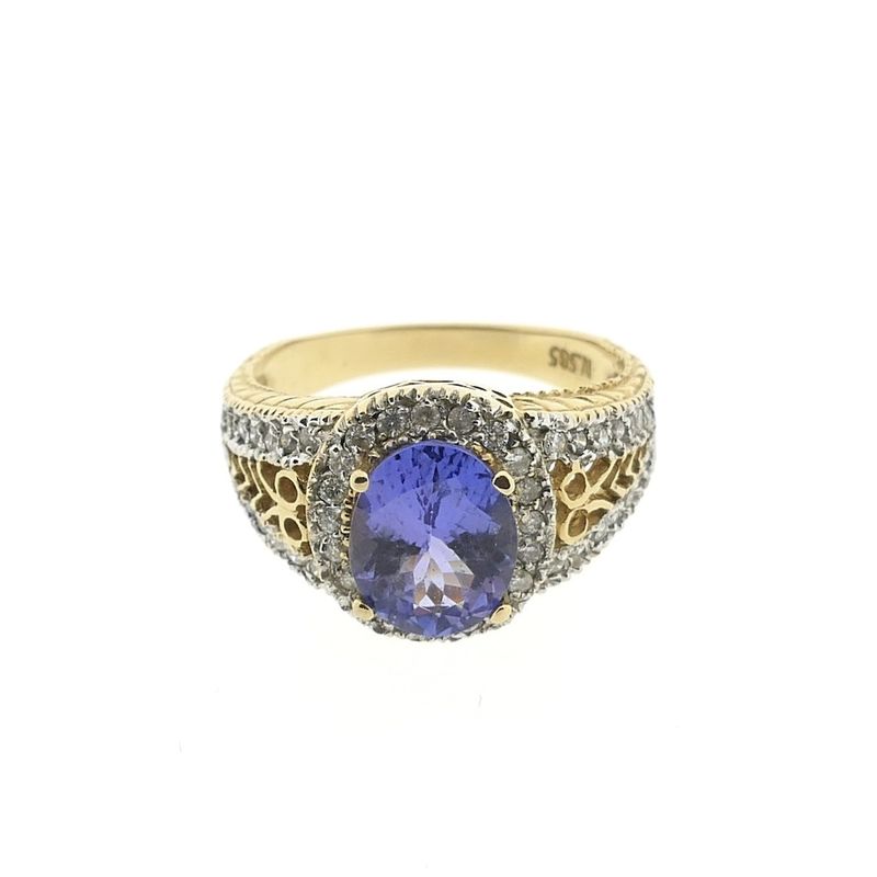 Image 3 of Gold ring with tanzanite and diamond | 0.48 ct.