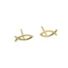 Image 4 of Golden stud earrings of an Ichthus fish