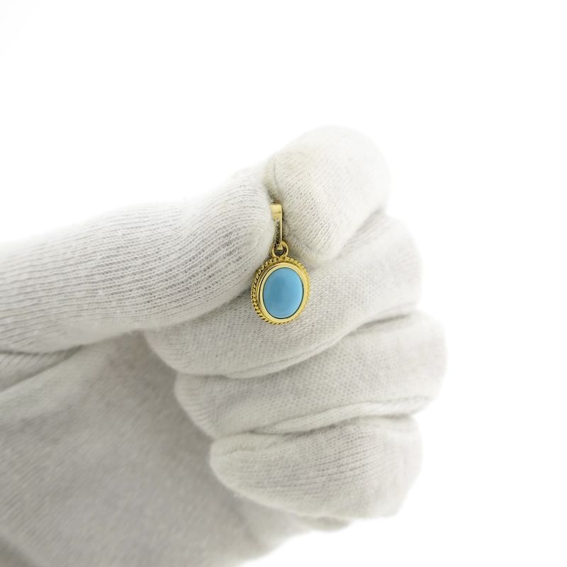 Image 12 of Vintage gold pendant with turquoise