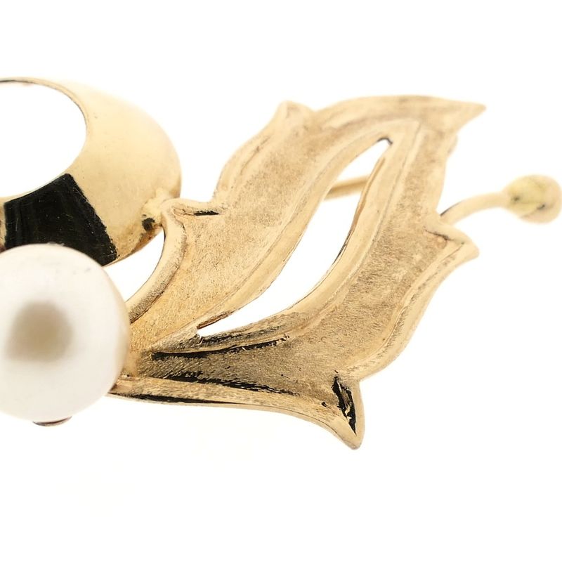 Image 3 of Vintage gold fantasy brooch with pearl