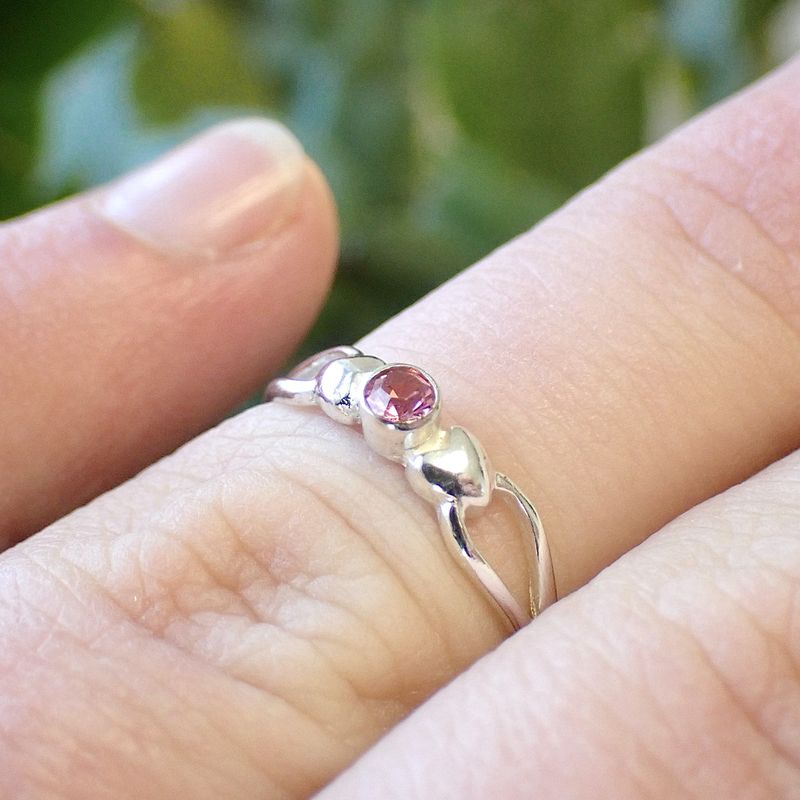 Image 8 of Silver ring with pink zirconia stone