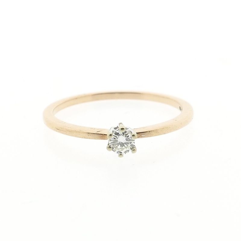 Image 3 of Gold solitaire ring with diamond | 0.12 ct.