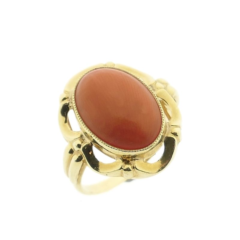 Image 1 of Gold ring with red coral | Vintage