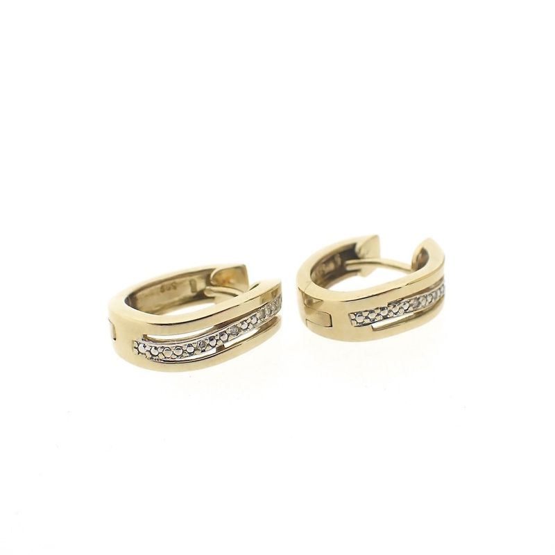 Image 4 of Two-tone gold hoop earrings with diamonds | 0.03 ct.