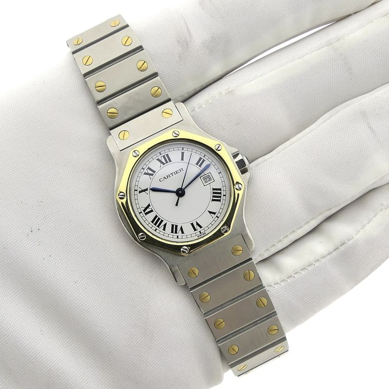 Image 9 of Cartier Santos Octagon Automatic 2966; 18k gold/steel watch