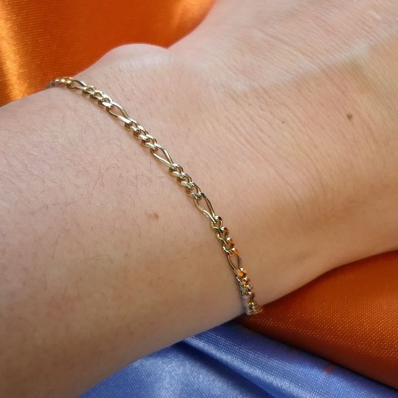 Image 8 of Gold Figaro link bracelet | 19 cm