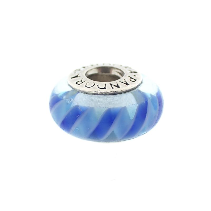 Image 3 of Pandora charm; Silver; Blue Stripes