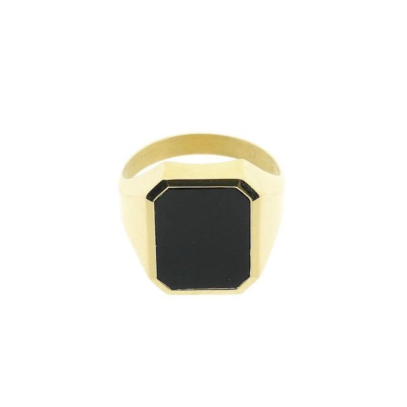 Image 3 of Gold signet ring with onyx.