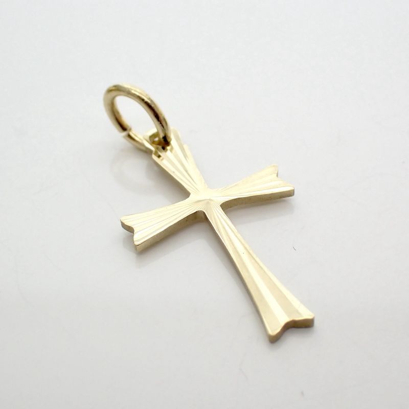 Image 3 of Gold pendant of a small cross with relief