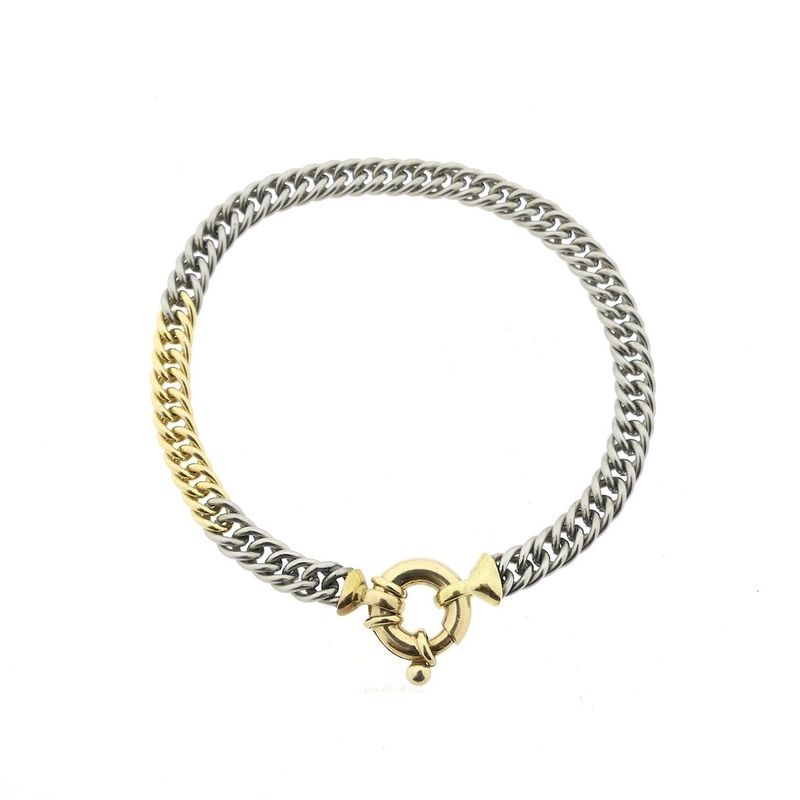 Image 3 of Two-tone gourmet link bracelet | 17 cm