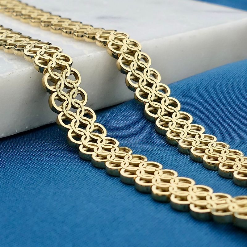 Image 2 of Gold Fantasy Link Necklace; 14 Karat; 43.5 cm