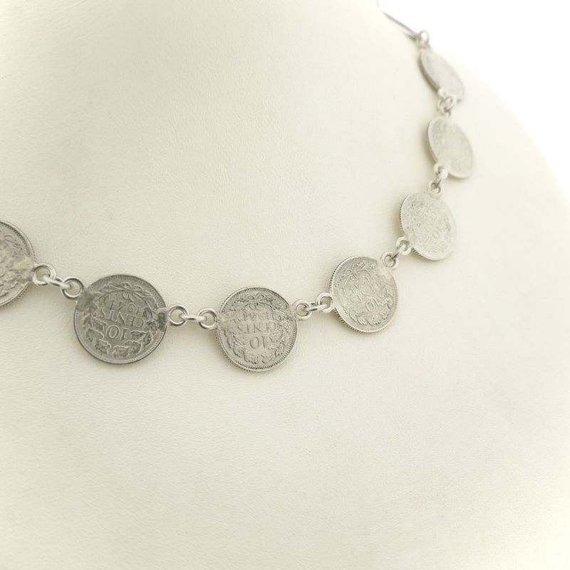 Image 3 of Silver choker of Queen Wilhelmina coins | 37 cm