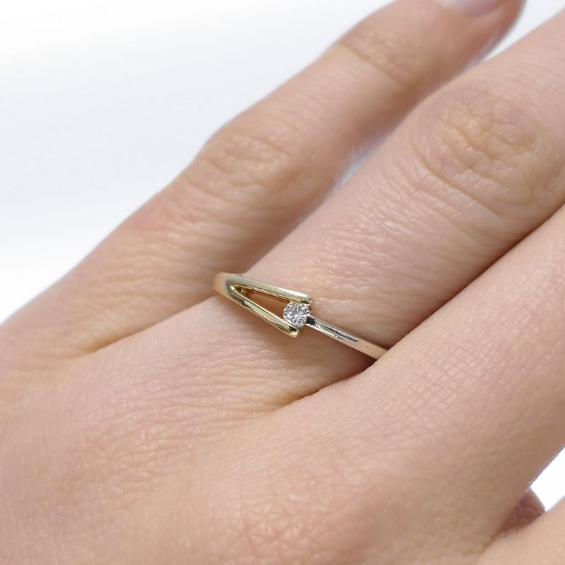 Image 6 of Two-tone gold ring with 0.05 ct diamond.
