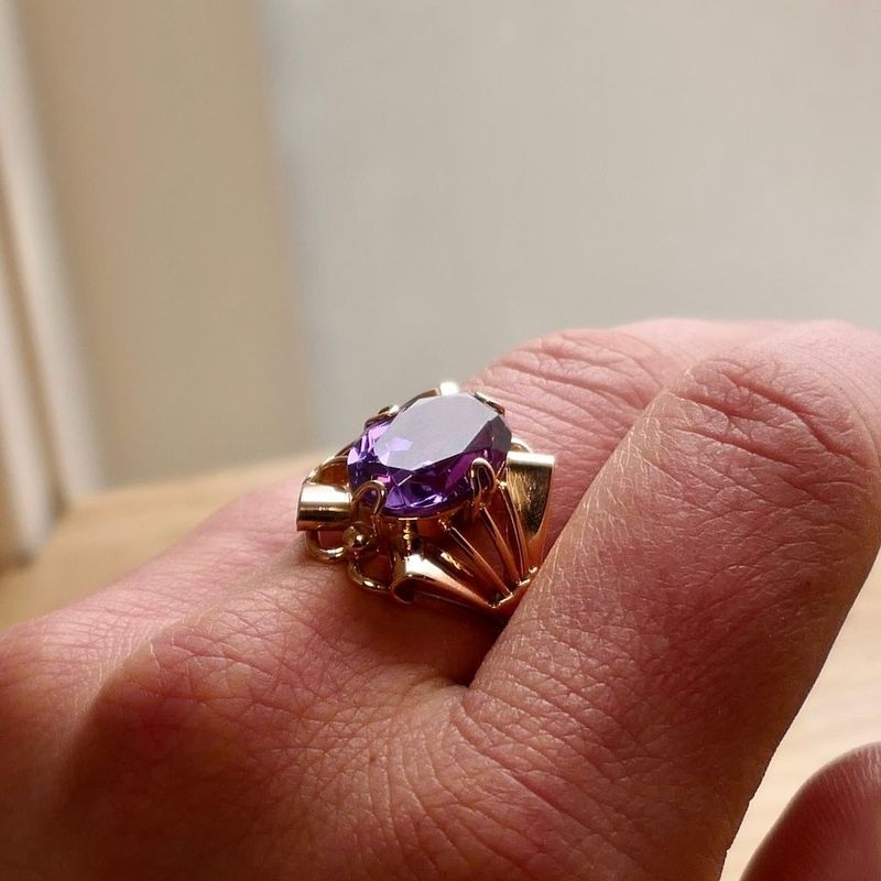 Image 7 of Rose Gold Ring Set with a Synthetic Gemstone