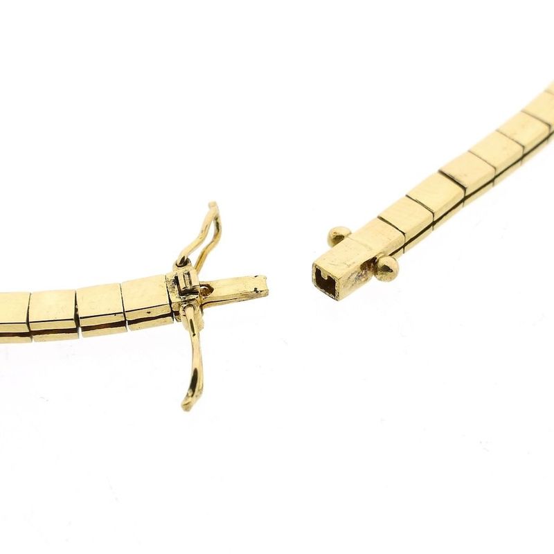 Image 5 of Golden omega link necklace with sapphires and diamonds; 0.34 ct.