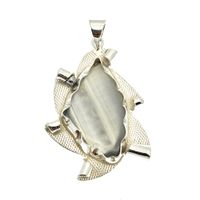 Silver fantasy pendant with gray agate