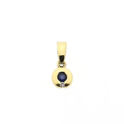 Image 1 of Minimalist Gold Pendant with Sapphire & Diamond | 0.005 ct.