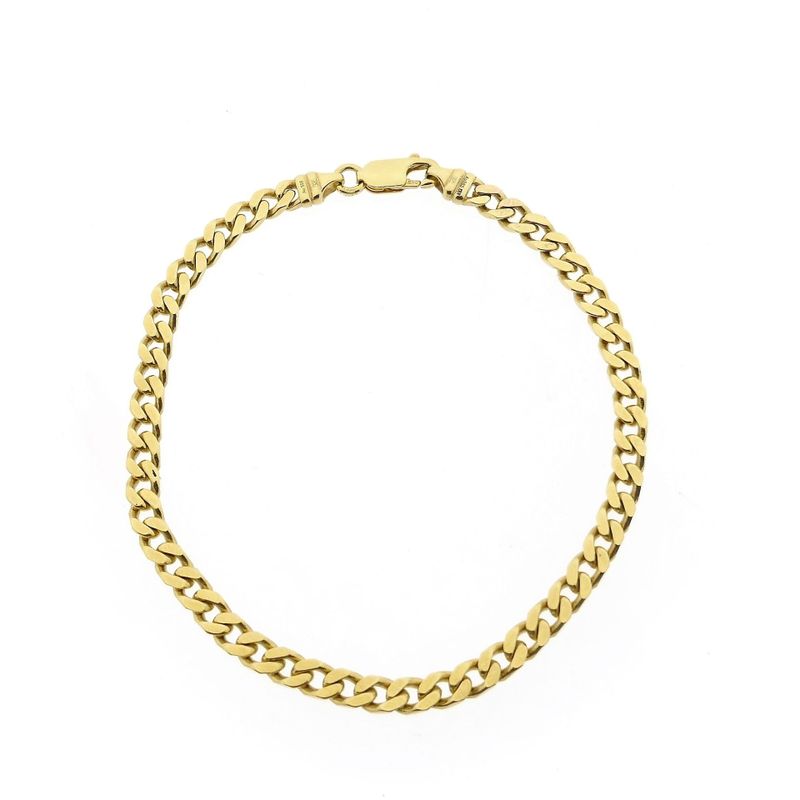 Afbeelding 3 van Gouden platte gourmetschakel armband | 21 cm