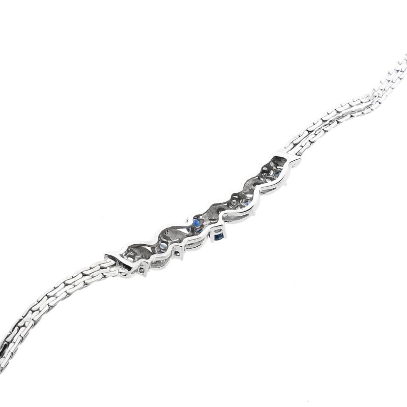 Image 9 of White Gold Cardano Link Bracelet with Sapphire & Diamonds
