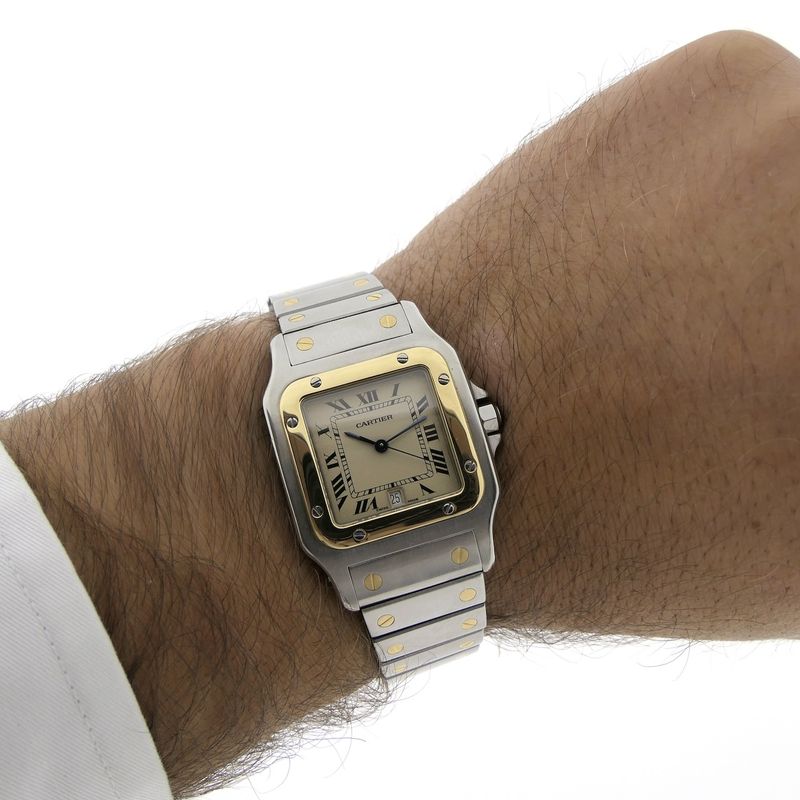 Image 15 of Cartier Santos Galbee; Gold/steel unisex watch