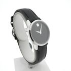 Image 7 of Movado Museum Classic; Steel women's watch with black dial and leather strap; 0607220
