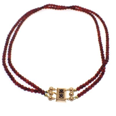 Image 1 of Antique glass bead necklace with gold clasp