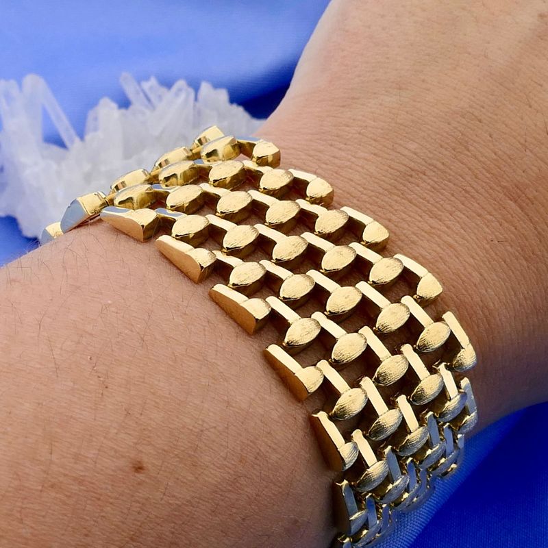 Image 8 of Gold Wide Bismarck Link Bracelet