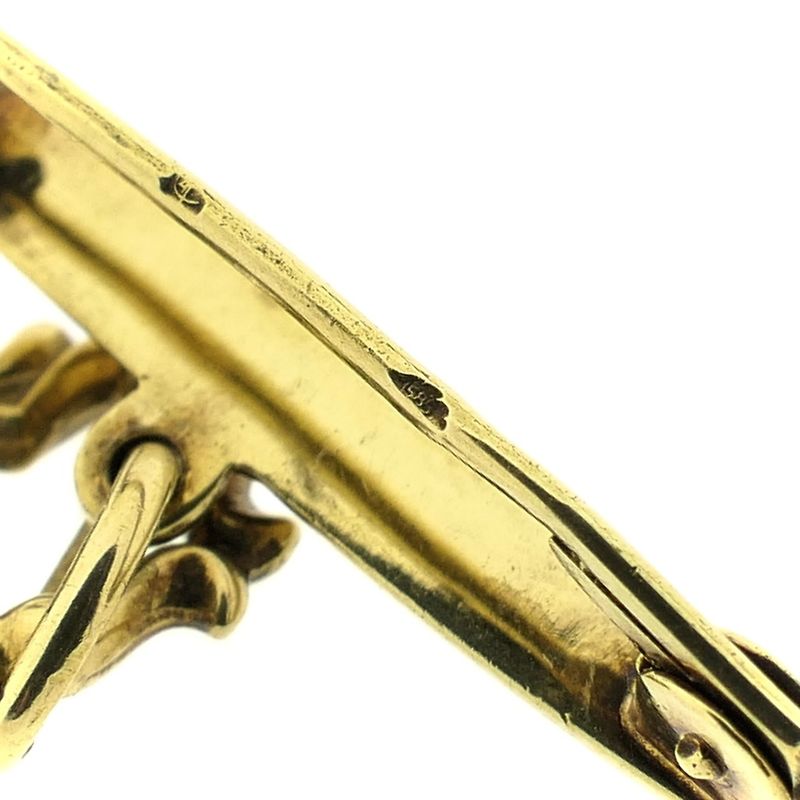 Image 10 of Gold brooch with vintage skeleton key