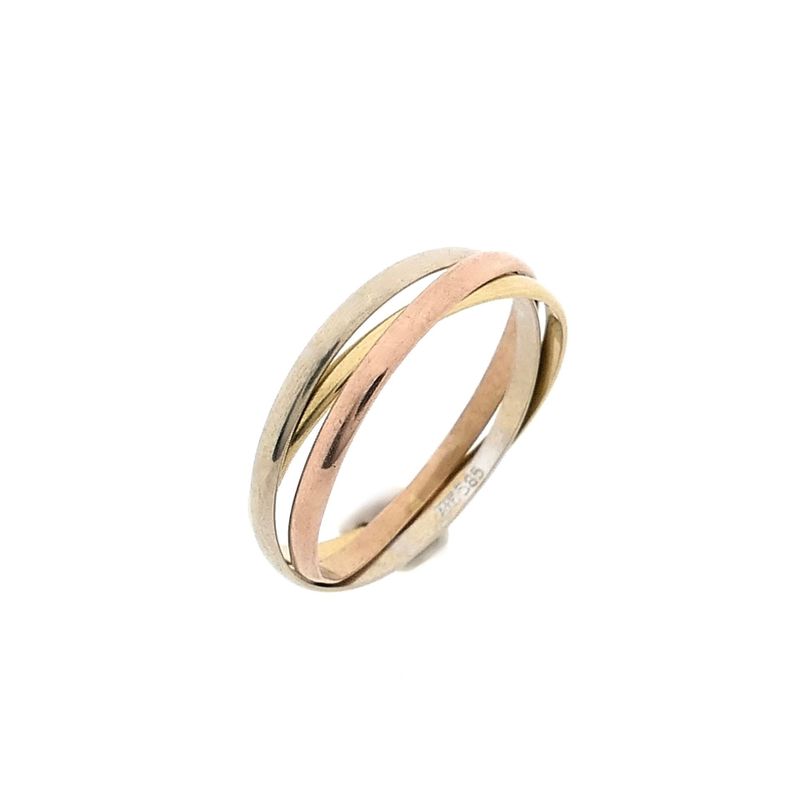 Image 1 of 14 Karat Tricolor Gold Ring; Size 16.5