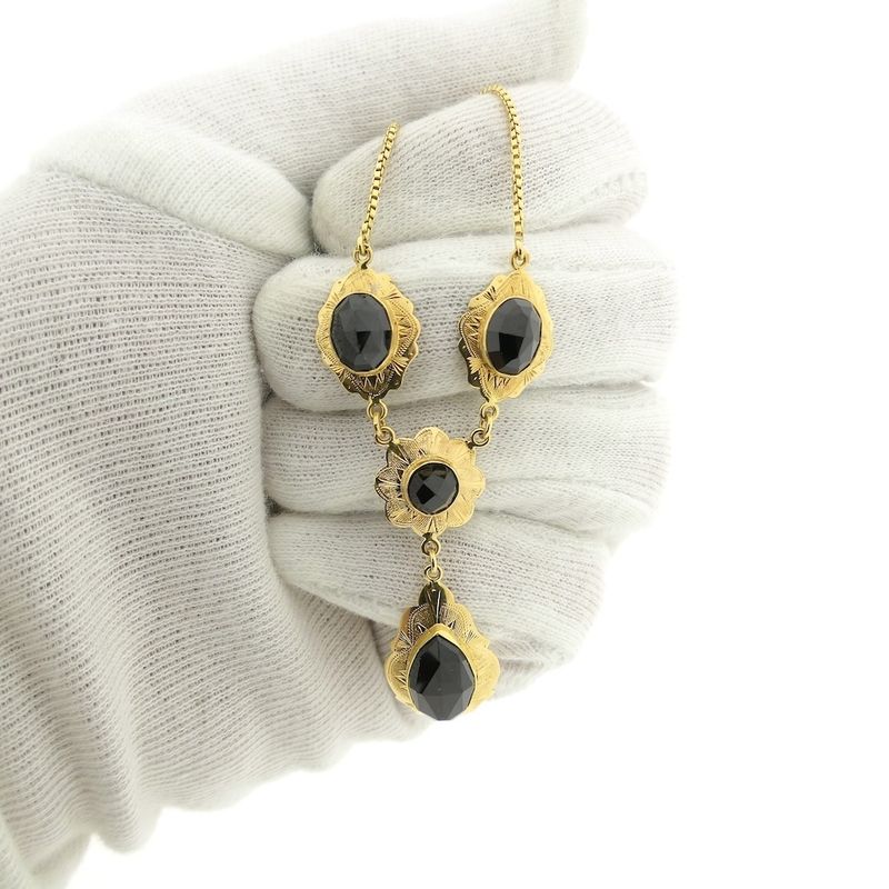 Image 9 of Antique gold necklace with garnet stones | 45.5 cm