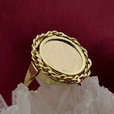 Image 2 of Gold ring with coin; John F. Kennedy