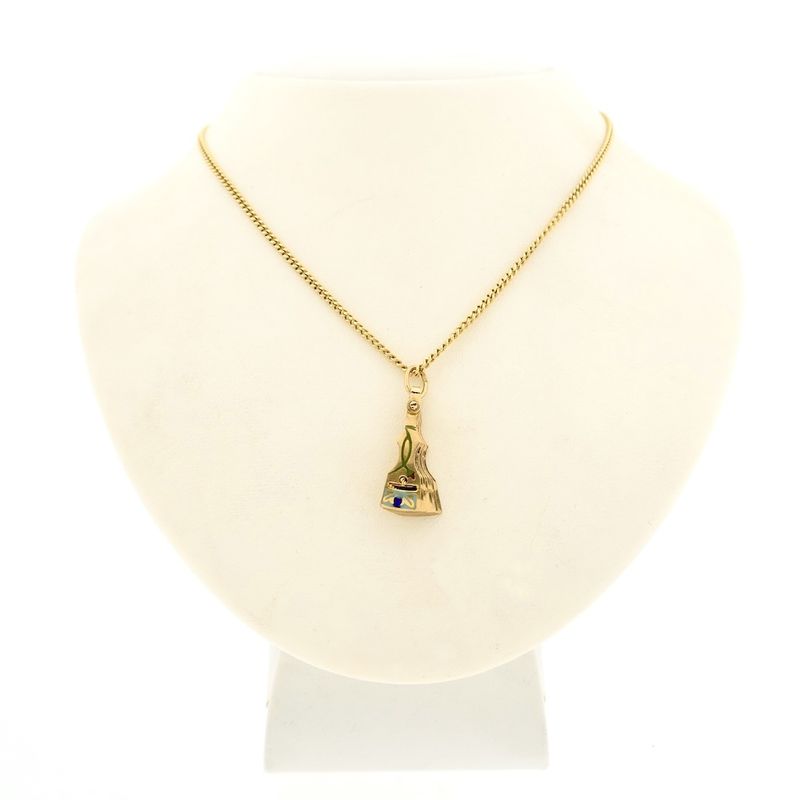 Image 6 of Gold pendant of a Spanish fan with enamel