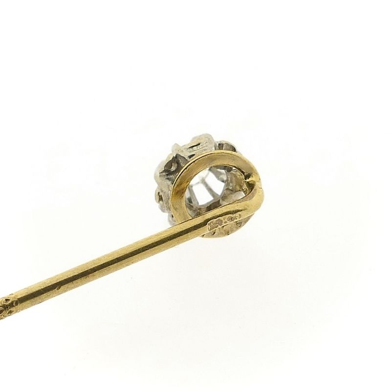 Image 5 of Two-tone gold lapel pin, tie pin with diamond | 0.08 ct.