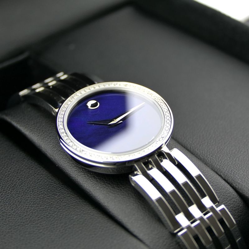 Image 19 of Movado Esperanza; Women's watch with diamonds and Bleu 'Mother of Pearl' dial; 0607231