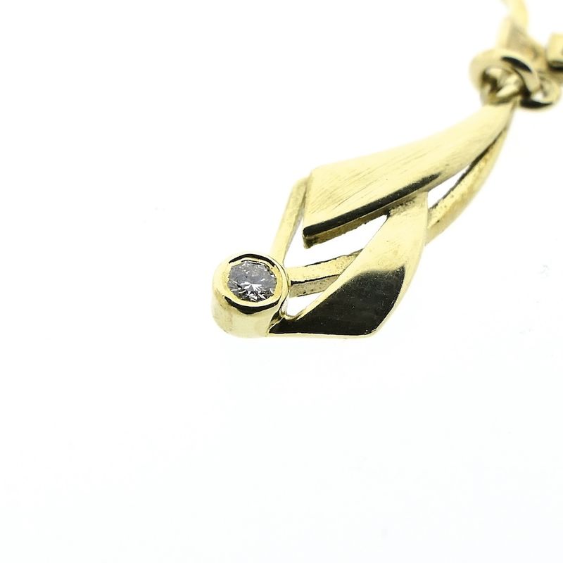 Image 10 of Gold long earrings with diamond | 0.06 ct.