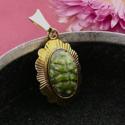 14 Karat Gold Pendant with Nephrite Jade Image 2 of 14 Karat Gold Pendant with Nephrite Jade